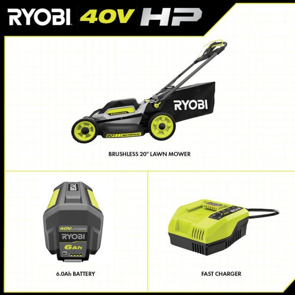 40V Brushless 20 in. Cordless Walk Behind Self-Propelled Lawn Mower - Image 11