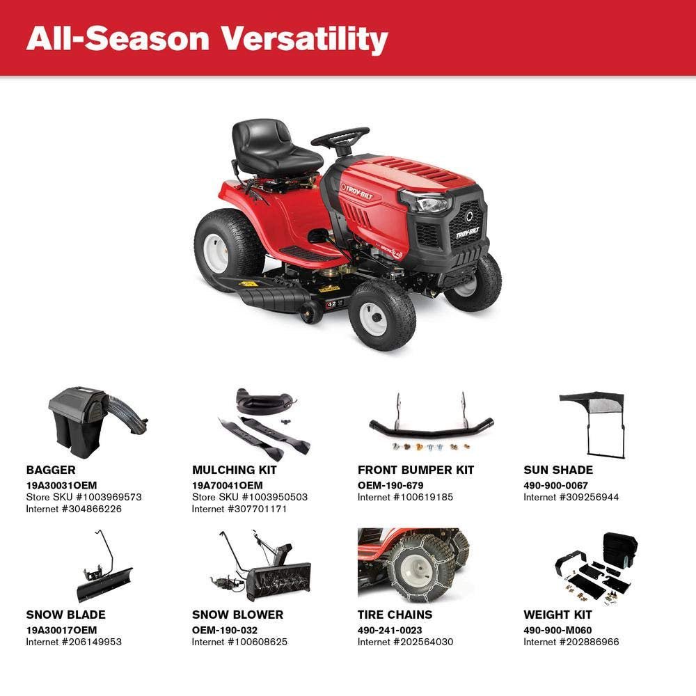 Troy Bilt Bronco 42 in 19 HP Briggs & Stratton Automatic Drive Gas Riding Lawn Tractor with Mow in Reverse - Image 14